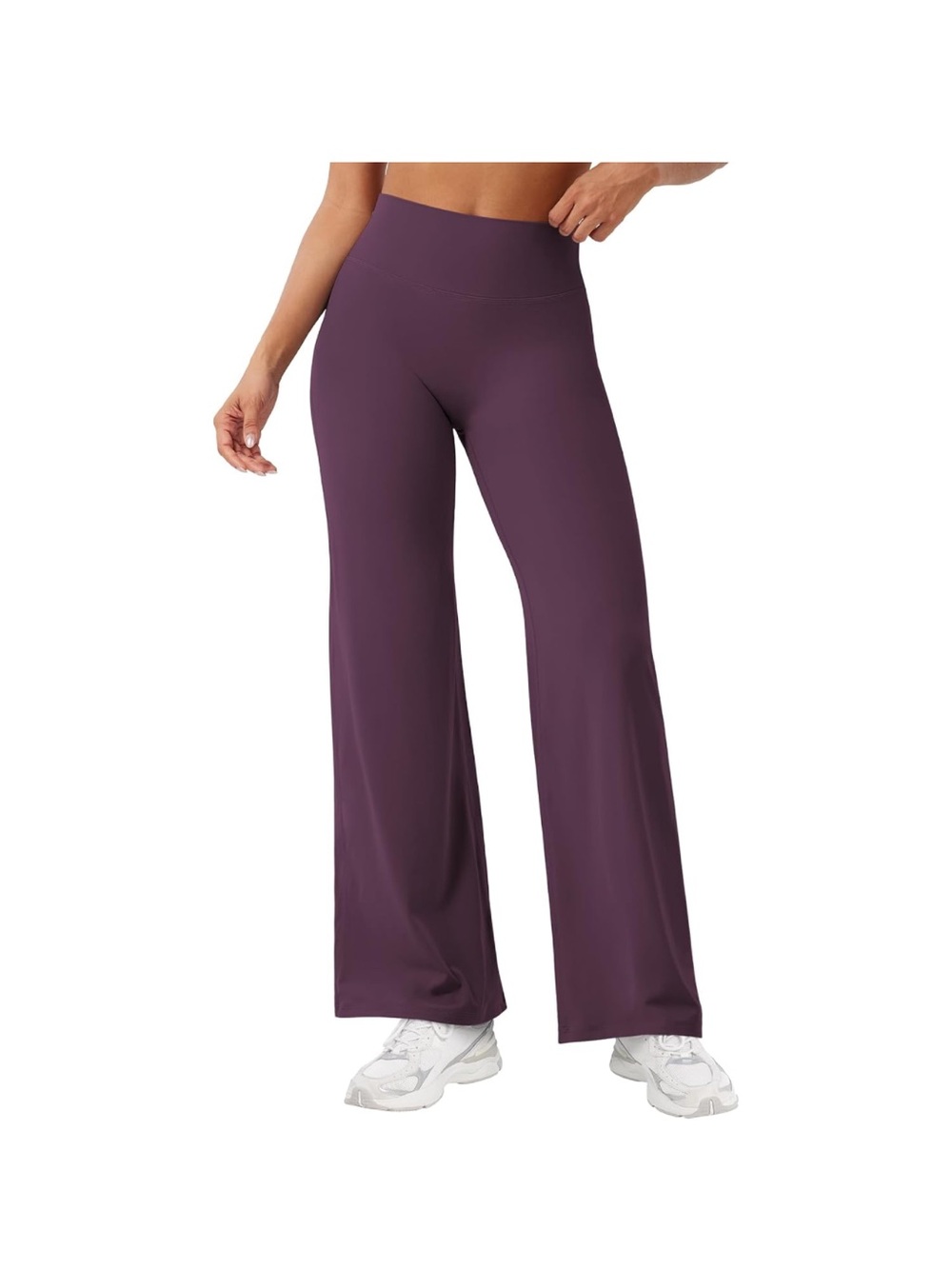 Amazon Women's High-Waist Wide Leg Leggings in black berry purple